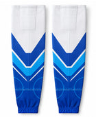 Custom Ice Hockey Socks – White Blue Sublimated Team Hockey Socks for Wholesale Orders