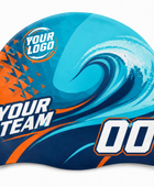 Custom Swim Cap – Turquoise Orange Wholesale Swim Team Cap