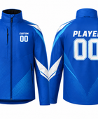 Custom Blue Soccer Jacket | Wholesale Team Warmup Jacket for Clubs Schools and Bulk Orders