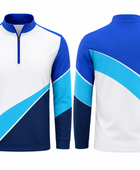 Custom White Blue Badminton Quarter-Zip Pullover Wholesale Teamwear
