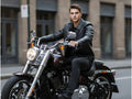 Men’s Black Ostrich Textured Leather Jacket | Wholesale Custom Private Label Outerwear Manufacturer
