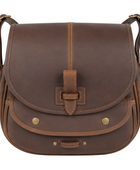 Rounded-Flap Hunting Leather Shoulder Bag – Dark Brown | B2B Low MOQ