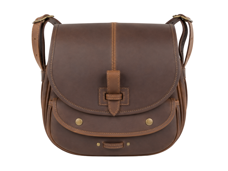 Rounded-Flap Hunting Leather Shoulder Bag – Dark Brown | B2B Low MOQ