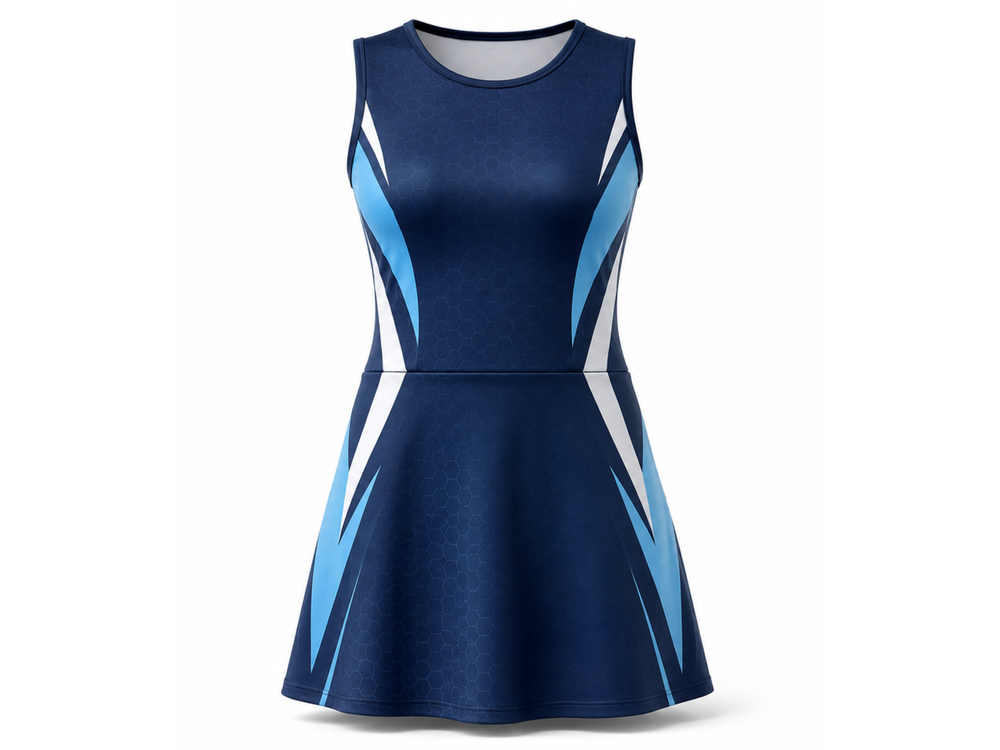 Custom Women’s Padel Dress Navy Cyan Club B2B Teamwear Wholesale front design preview