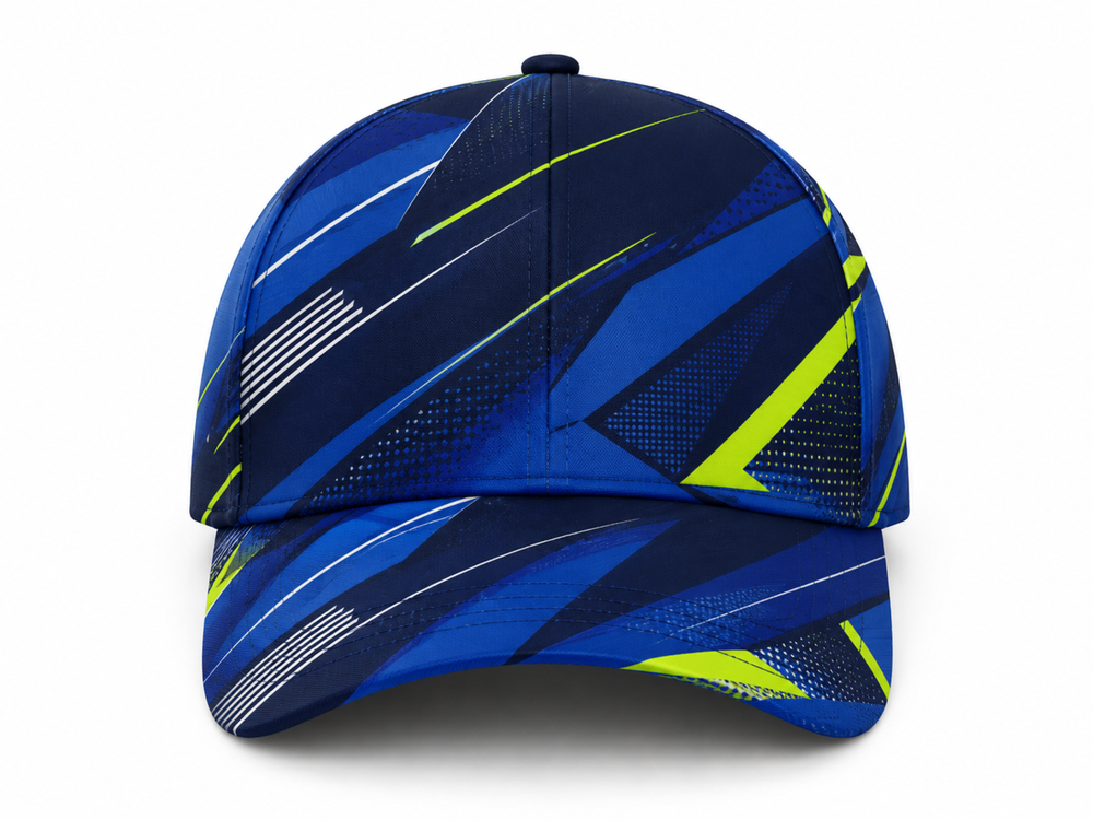 Custom B2B Women’s Padel Cap Blue Lime Club B2B Wholesale Headwear Wholesale front design preview