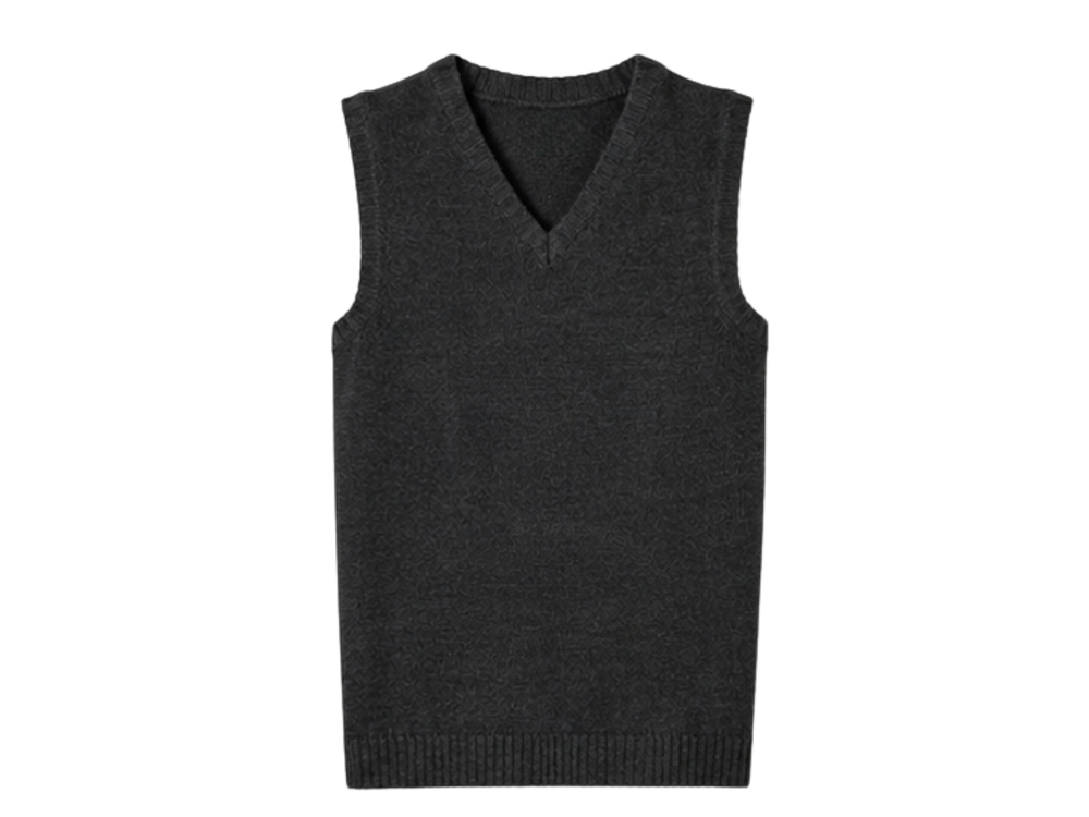 School V-Neck Sweater Vest Charcoal Grey | B2B Low MOQ Wholesale Manufacturer front design preview