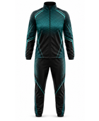 Custom Padel Warm-Up Set –  Black Teal Team Tracksuit Wholesale