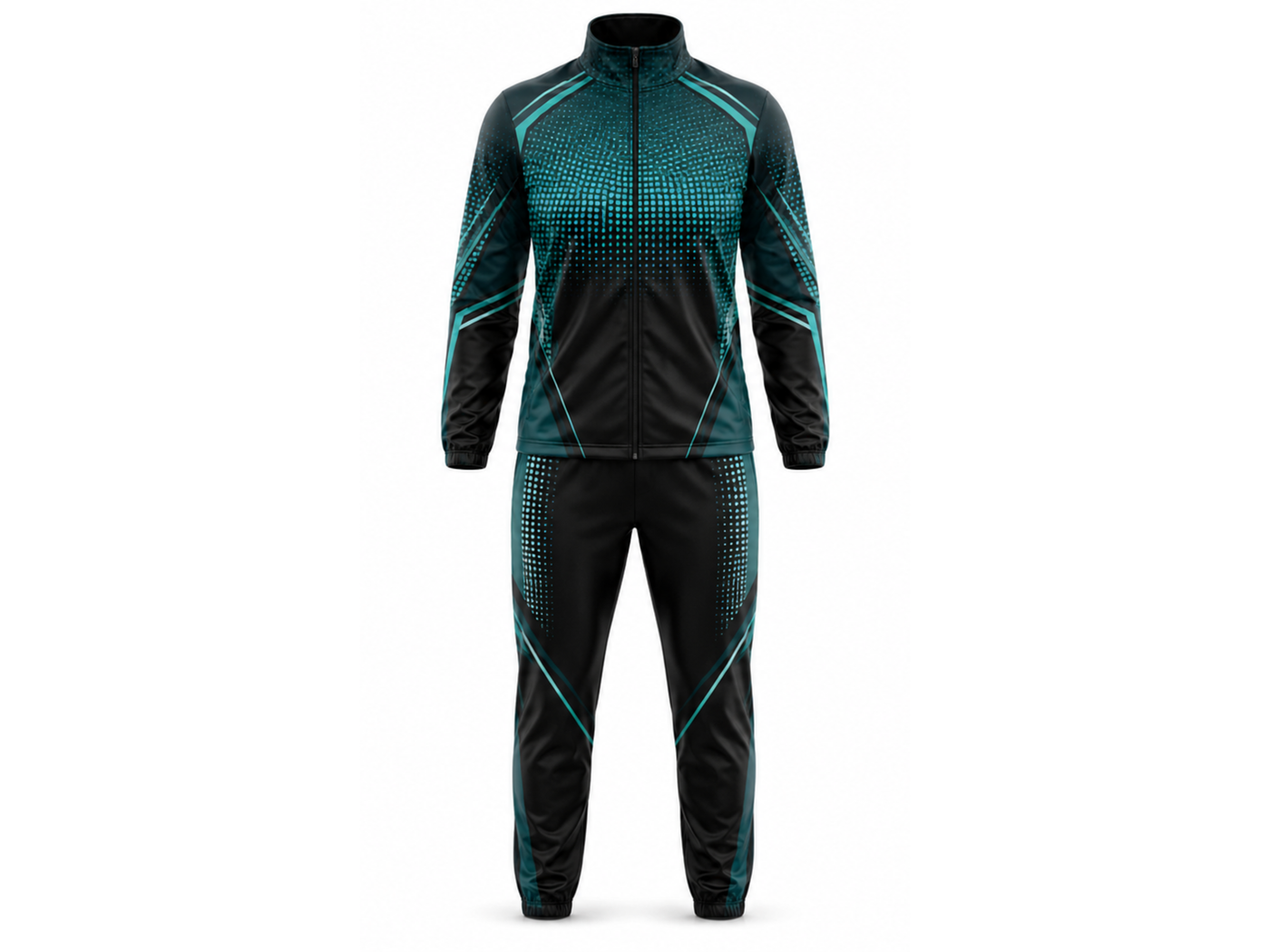 Custom Padel Warm-Up Set –  Black Teal Team Tracksuit Wholesale