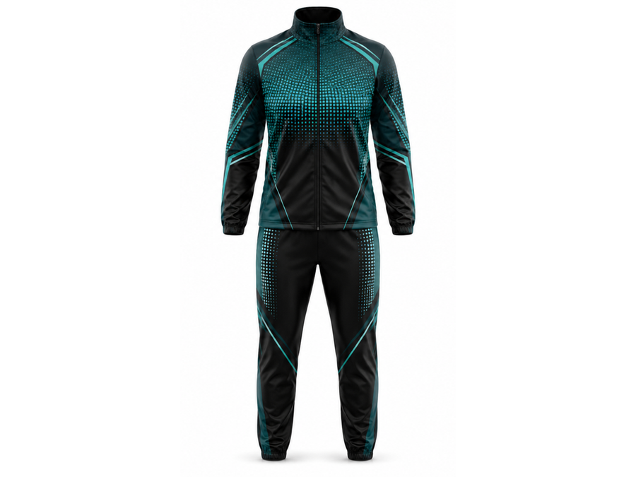 Custom Padel Warm-Up Set –  Black Teal Team Tracksuit Wholesale design preview