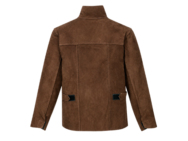 B2B Leather Welding Jacket Dark Brown Low MOQ Industrial Workwear Manufacturer