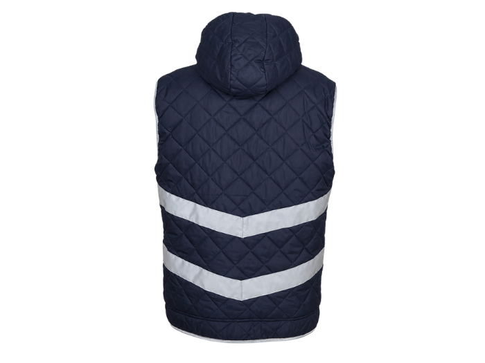 Kensington Hooded Gilet B2B Low MOQ Reflective Showerproof Gilet Navy Workwear