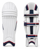 Custom White Navy Red Cricket Batting Pads – Wholesale Leg Guards