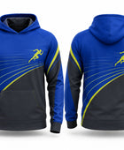 Track and Field Hoodie – Royal Blue, Charcoal and Yellow Custom Wholesale Teamwear
