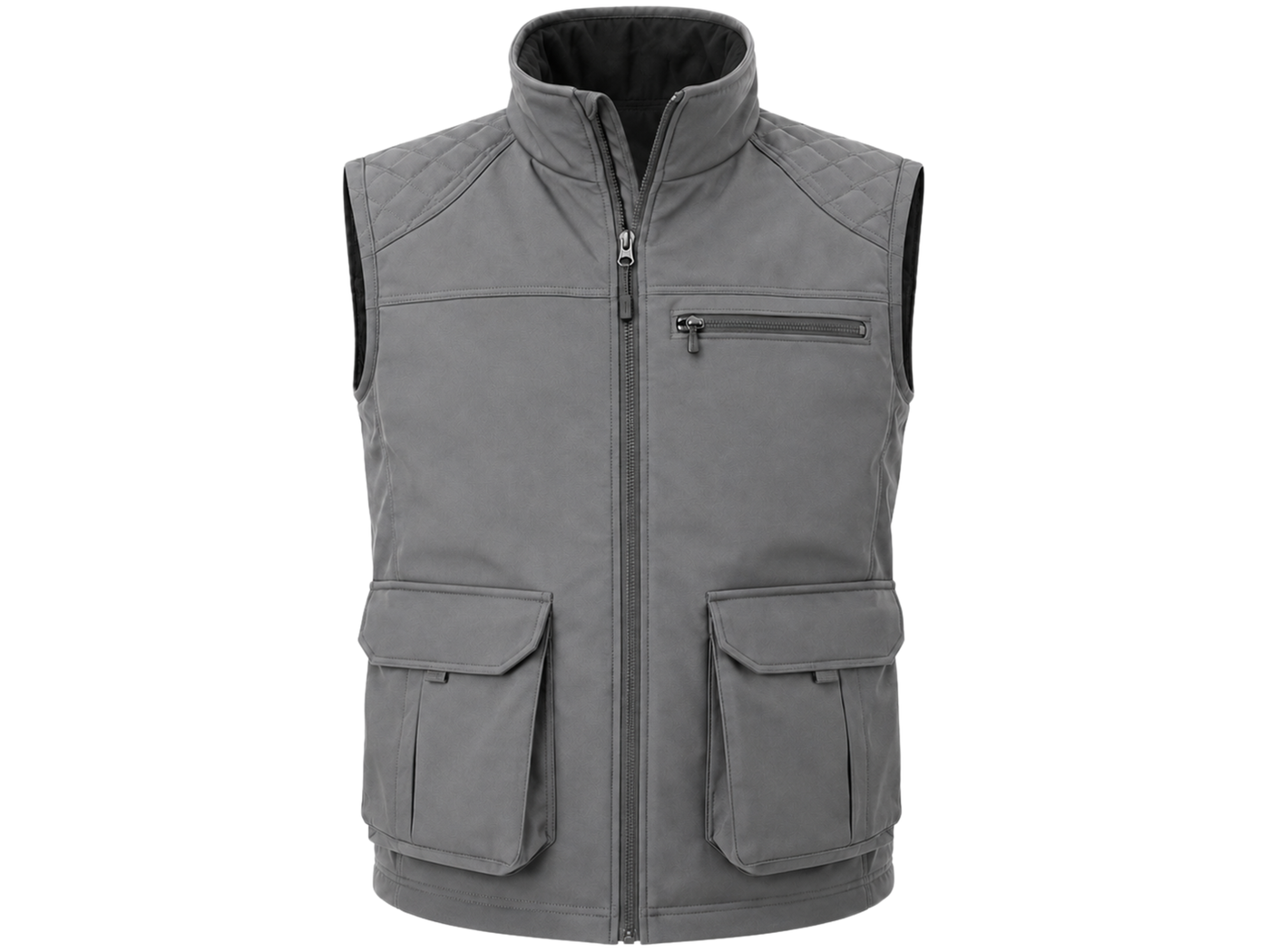 Custom Softshell Sleeveless Grey Hunting Jacket B2B