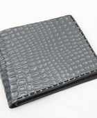 Custom Gray Crocodile Embossed Leather Bifold Wallet Set Wholesale Promotional Corporate Gift Manufacturer