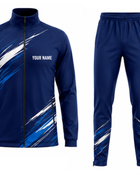 Track and Field Warm-Up Tracksuit Set – Navy Blue with White Streak Graphics for Wholesale Teams