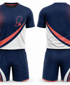 Custom Pickleball Jersey and Shorts Set | Wholesale Pickleball Team Uniform | Navy White Coral | Apparels Bridge