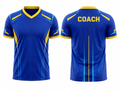 Custom Blue Yellow Soccer Coach Shirt | Wholesale Team Staff Apparel for Bulk Orders