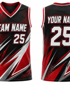 Custom Red Black Baseball Vest | Wholesale Sleeveless Team Jersey for Bulk Orders