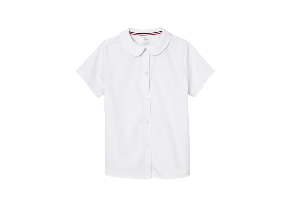 School Short Sleeve Peter Pan Collar Blouse White | B2B Low MOQ Wholesale front design preview