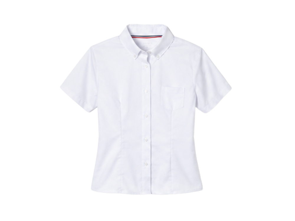 School Short Sleeve Fitted Oxford Shirt White | B2B Low MOQ Wholesale front design preview