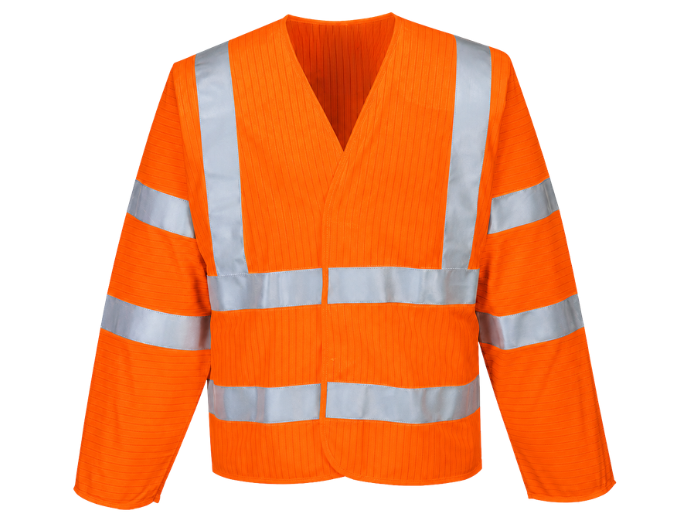 B2B Workwear Electrician Jacket Orange/Grey Low MOQ Safety Workwear front design preview