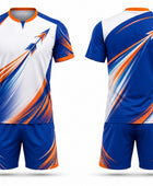 White, Blue & Orange Archery Uniform – Bulk Team Jersey & Shorts, Low MOQ, Wholesale Performance Set