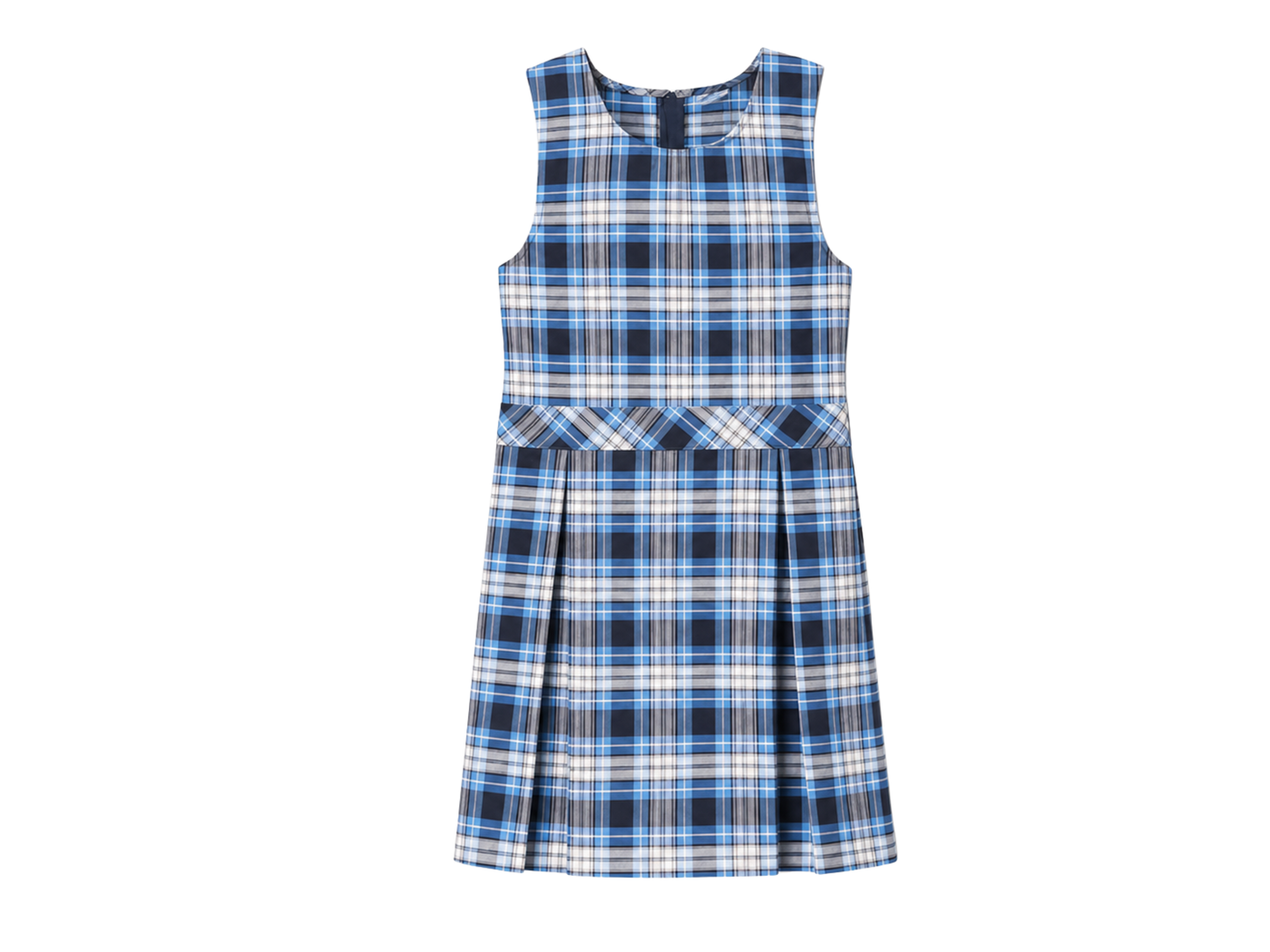 School Plaid Box Pleat Jumper Light Blue Navy White | B2B Low MOQ Wholesale