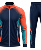 Custom Navy Orange Soccer Tracksuit | Wholesale Team Jacket and Pants Set