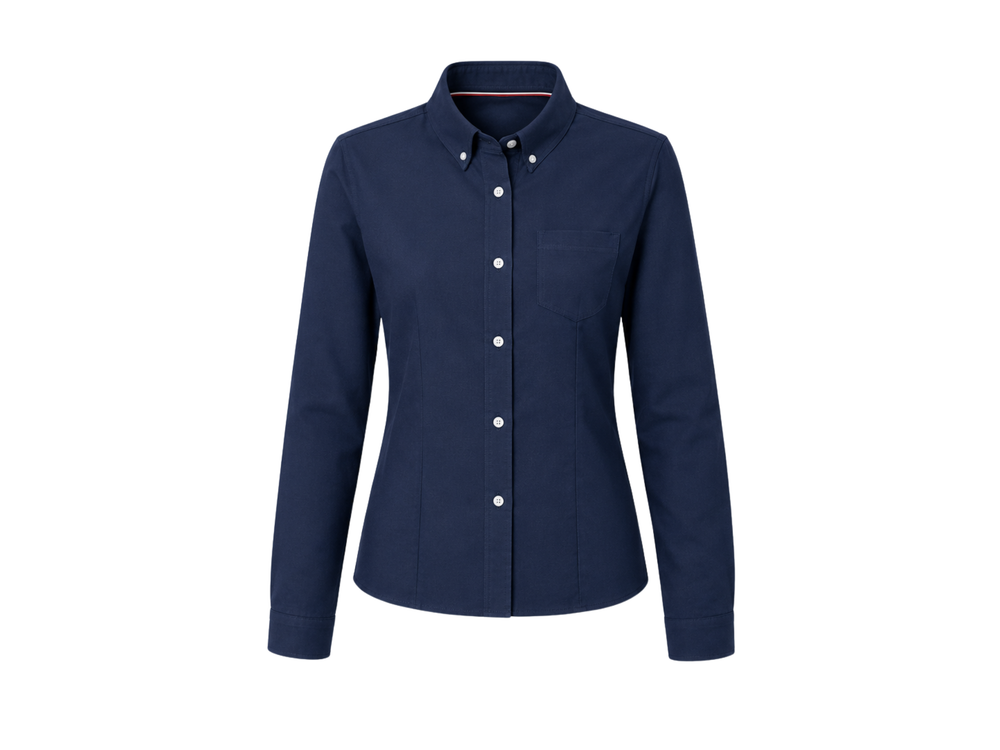 School Long Sleeve Fitted Shirt Navy Blue | B2B Low MOQ Wholesale front design preview