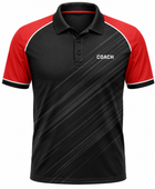 Custom Teqball Coach Staff Polo – Black Red Wholesale Teamwear