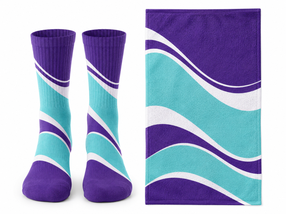 Custom Purple Squash Socks & Towel Set – Club Team Accessories front design preview