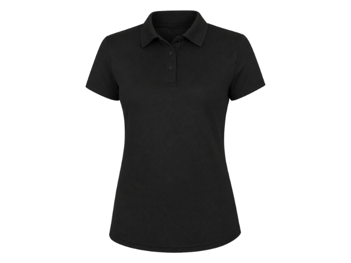 B2B Women’s Hairdressing Polo Shirt Black Low MOQ Custom Salon Workwear front design preview