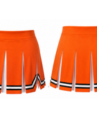 Wholesale Cheerleading Skirt Orange, black & White Pleated Low MOQ Bulk Team Uniform