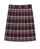 School At-The-Knee Plaid Pleated Skirt Burgundy Grey White | B2B Low MOQ Wholesale