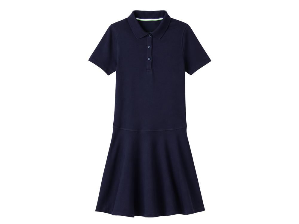 School Adaptive Short Sleeve Polo Dress Navy Blue | B2B Low MOQ Wholesale front design preview