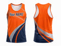 Custom Track & Field Running Singlet | Wholesale Athletics Vest | Orange Navy Silver | Apparels Bridge