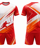 Red & White Squash Uniform – Bulk Team Jersey & Shorts, Low MOQ, Wholesale Performance Set