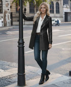 Women’s Black Lambskin Leather Coat Wholesale Custom Private Label Leather Outerwear Manufacturer