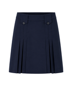 School Above-The-Knee Front Pleated Skirt with Tabs Navy Blue | B2B Low MOQ Wholesale
