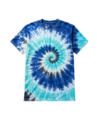 Tie Dye T Shirt Blue Aqua and White Spiral Design | B2B Low MOQ