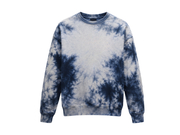 Tie Dye Crewneck Sweatshirt Blue and White All Over Design | B2B Low MOQ