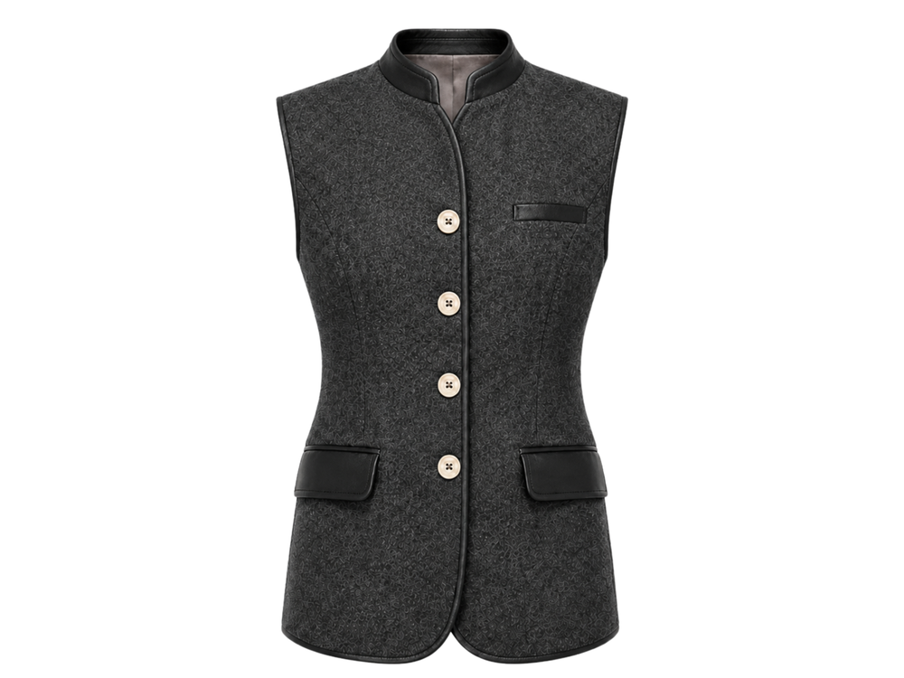 B2B Women’s Longline Hunting Vest Black Low MOQ Hunting front design preview