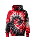 Tie Dye Pullover Hoodie Red Black and White Spiral Design | B2B Low MOQ