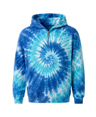 Tie Dye Half Zip Hoodie Blue Aqua and White Spiral Design | B2B Low MOQ