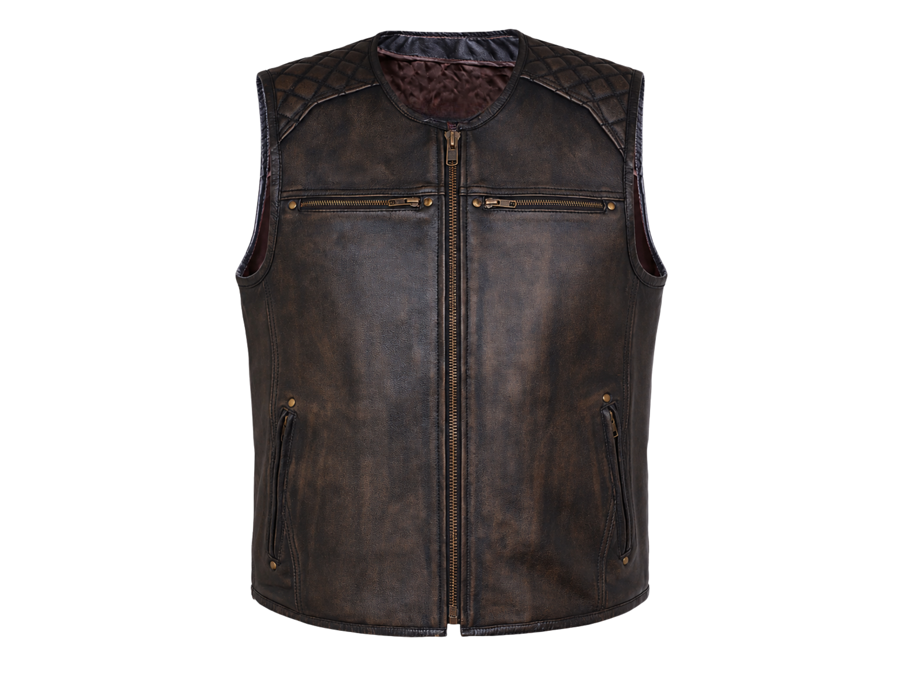 B2B Leather Shooting Vest Dark Brown Low MOQ Hunting