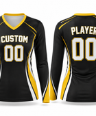 Custom Black Yellow Volleyball Libero Jersey – Sublimated Long Sleeve Team Uniform