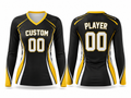 Custom Black Yellow Volleyball Libero Jersey – Sublimated Long Sleeve Team Uniform