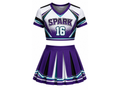 Wholesale Purple Cheerleading Uniform Matching Top & Skirt, Custom Team Name, Player Number, Low MOQ