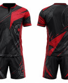 Black & Red Axe Throwing Uniform – Bulk Team Jersey & Shorts, Low MOQ, Wholesale Performance Set